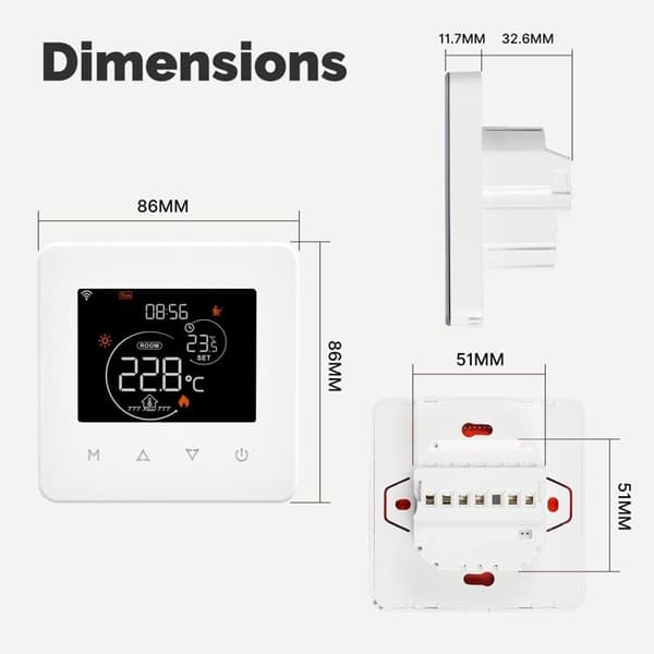 Intelligent Termostat - MOES - Tuya WiFi - Värme Gas Vatten - Alexa & Google Assistent
