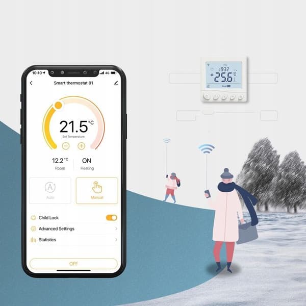 Thermostat WiFi - MOES - Programmerbar - Golvvärme - Kompatibel med smart hem