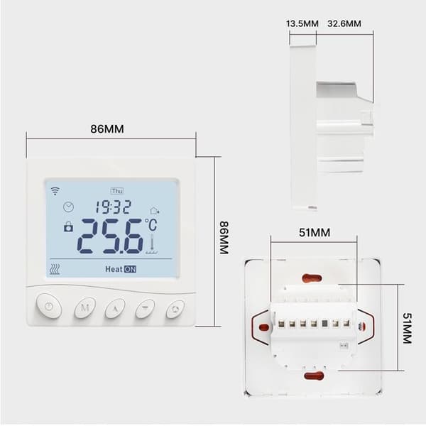 Thermostat WiFi - MOES - Programmerbar - Golvvärme - Kompatibel med smart hem