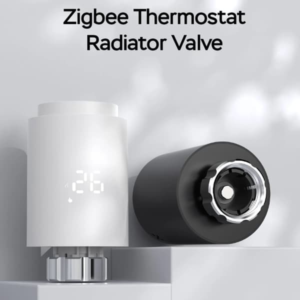 Zigbee-termostaatti, patteriventtiili, mobiilisovelluksen ohjaus, LED-näyttö, energiatehokkuus,Valkoinen