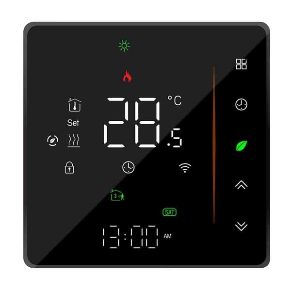 WiFi Smart Termostat, Ugeprogrammerbar, Berøringskontrol, Stemmestyring,sort