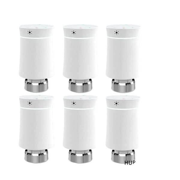 Smart TRV Radiatorventil, Programmerbar Termostat, Styring med Stemmesignal,6PCS Hvid Ventil