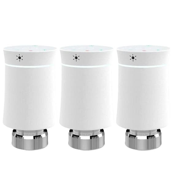 Smart TRV Radiatorventil, Programmerbar Termostat, Styring med Stemmesignal,3PCS Hvid Ventil