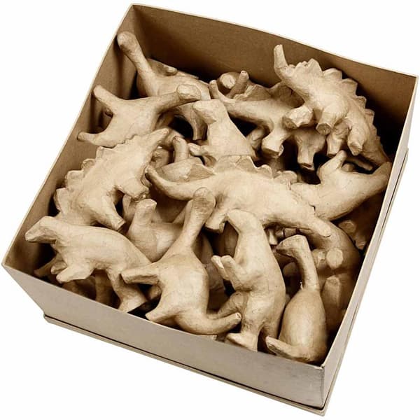 Papier Maché Dinosaurier - Höjd: 12,5 cm - 21 st