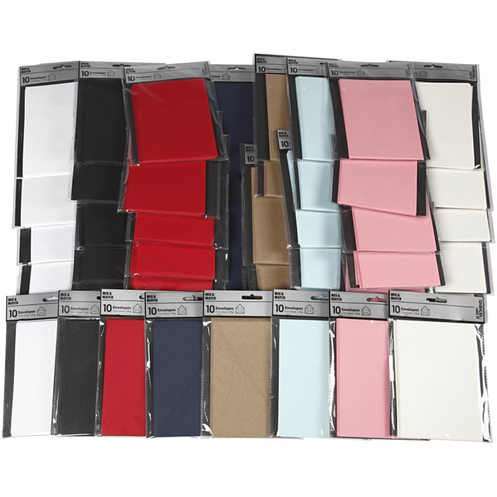 Storpack Kuvert - 11,5x16 - Mixade Färger - 10x10 st