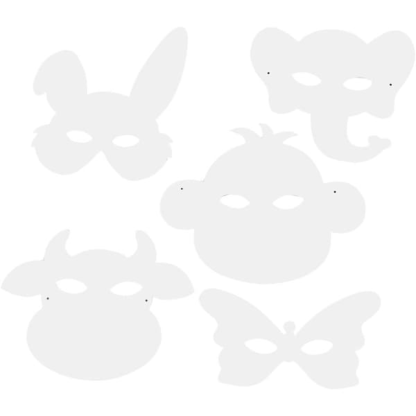 Djurmasker - H: 13-24 cm - B: 20-28 cm - 100 st