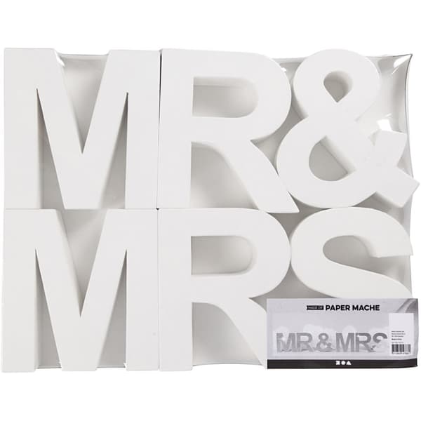 Bokstäver - MR & MRS  - H: 17,5 cm - Djup 4,5 cm - Vit