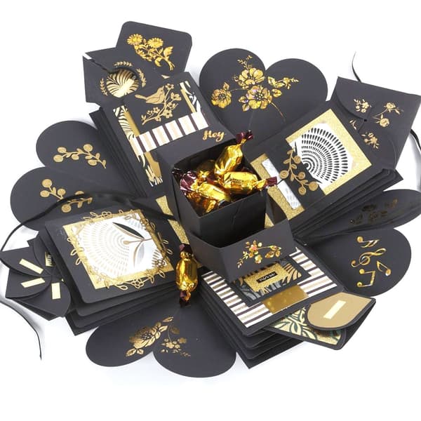 Exploding Box - H: 12 cm - Svart - Presentask