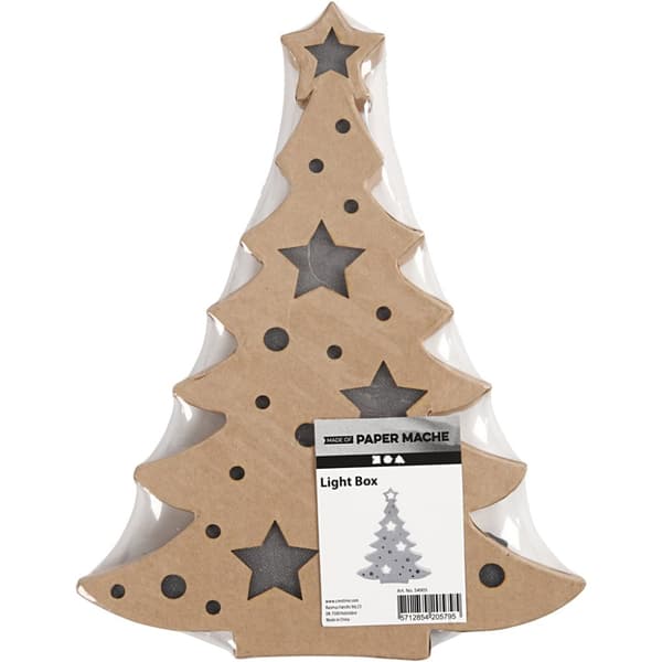 Pappfigur med ljus - Julgran - 27 cm X 21,5 cm - Djup 4 cm