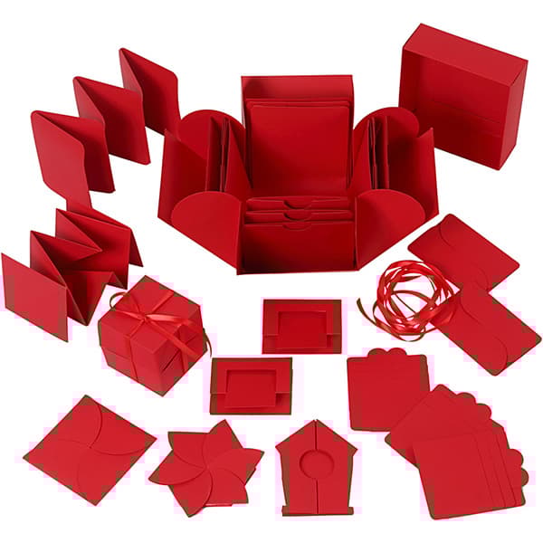 Exploding Box - H: 12 cm - Röd - Presentask