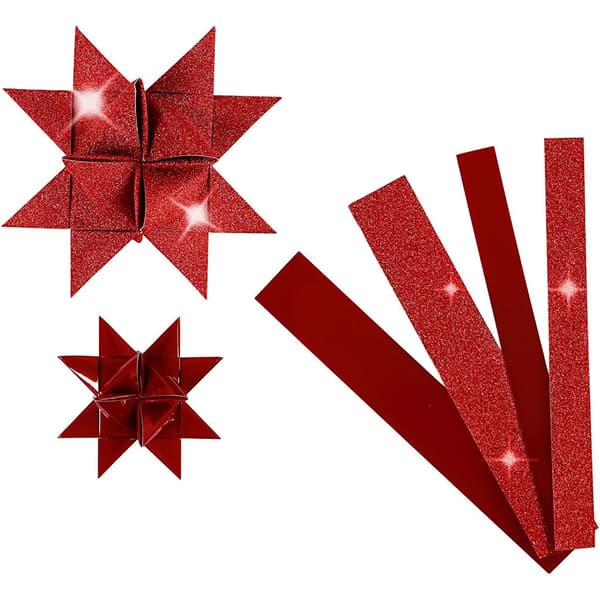 Stjärnstrimlor - Röd, glitter och lack - 40 mixade