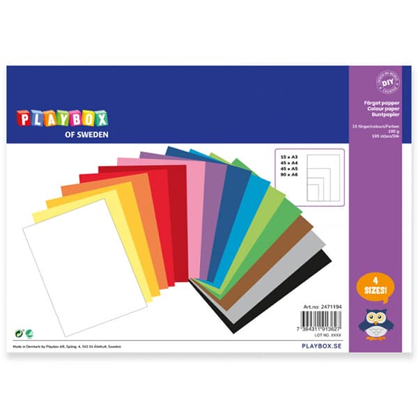 Färgat Papper A3 A4 A5 A6 - 100 g - 195 ark