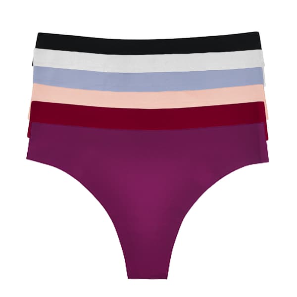6-pak sømløse thongs - 6 farver Storlek: XS