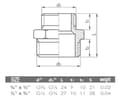 Pikkukuva 2 / 2: Kromattu messinkinen supistusnippa 3/4"x1/2" M/M