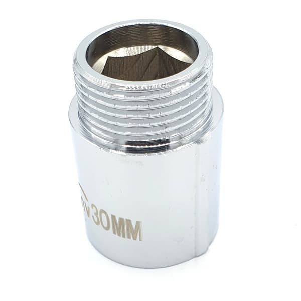 Forkromet messingforlænger 3/4"" 30 mm