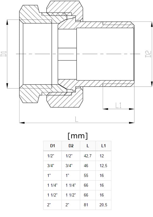 Messing lige skrue 1/2”