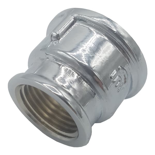 Forkromet messing reduktionsmuffe 1/2"x3/8"" F/F