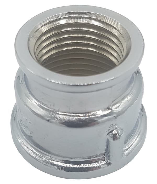 Forkromet messing reduktionsmuffe 3/4"x1/2" hun/hun