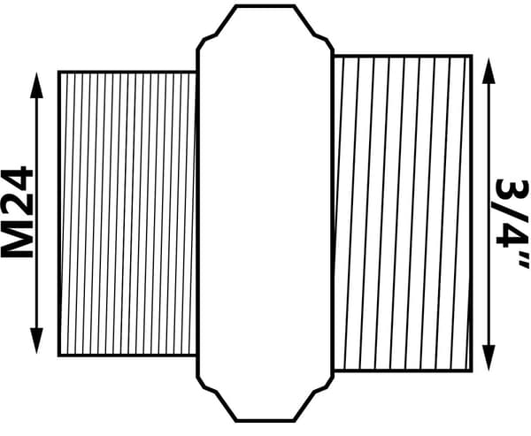 Forkromet messingnippel 3/4"" M24 M24