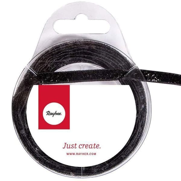 Metallic Velvet Ribbon 4m x 6mm - Svart