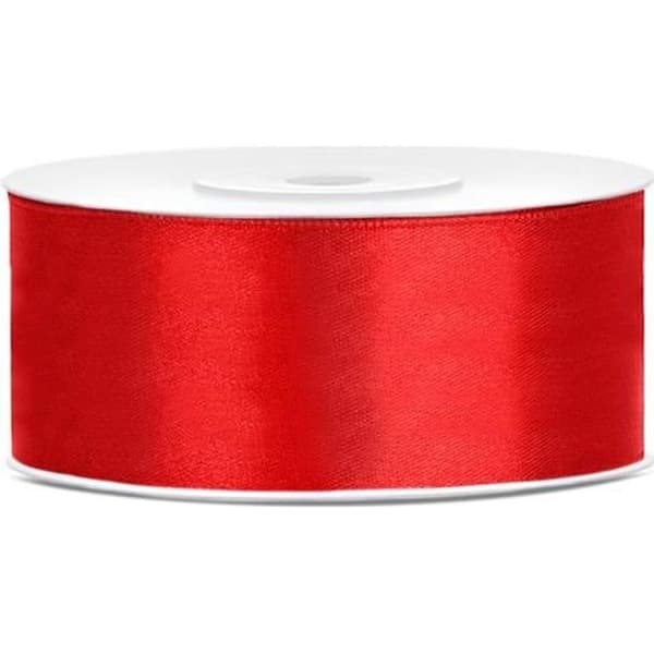 Satinband - Ej specificerat - 2,5 cm x 25 m - Röd - Bröllop - Alla hjärtans dag