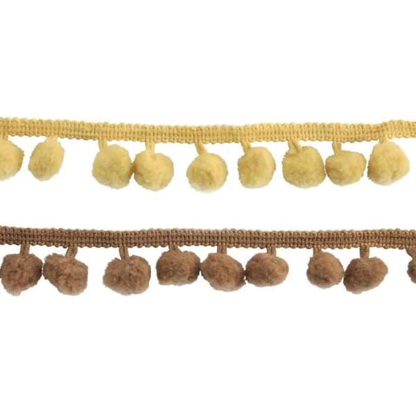Pompom band fläta 8mm taupe