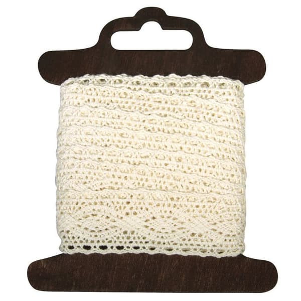 Spetsband i bomull - Beige - 2,3 cm x 2,5 m - Rayher