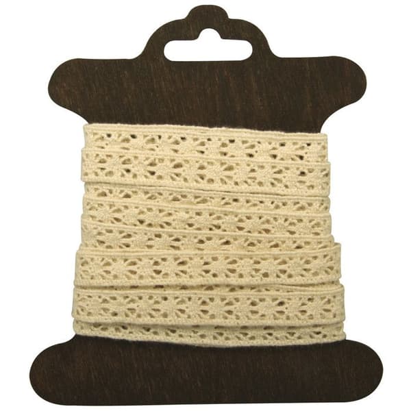 Galon spets - RAYHER - Lorena - Ekrott bomull - 1 cm x 3 m - Charm och femininitet