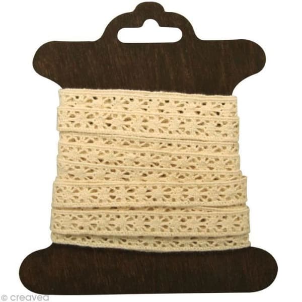 Galon spets - RAYHER - Lorena - Ekrott bomull - 1 cm x 3 m - Charm och femininitet