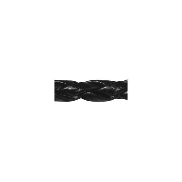 Syntetläder flätat band - 3 mm - Svart - 1,5 m - Rayher