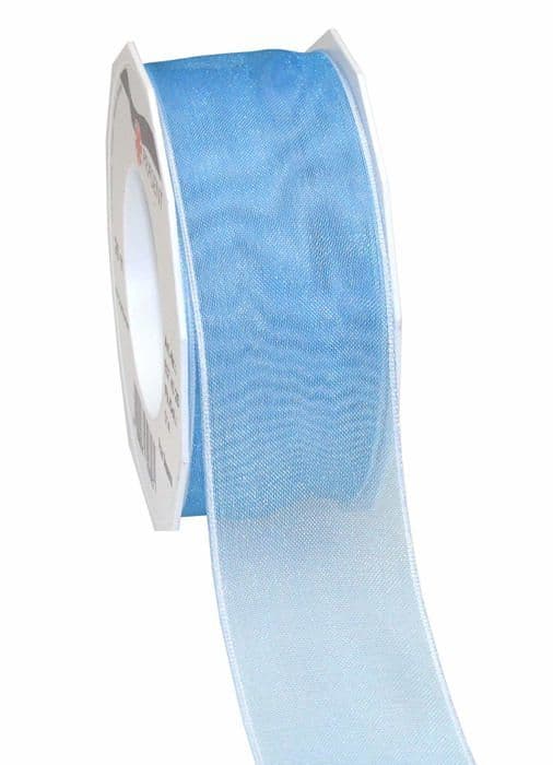 Band - Präsent bandspole - 6074025-014 - Prasent C.E. Pattberg 4 Seasons Light Blue Organza Ribbon 40 mm x 25 m