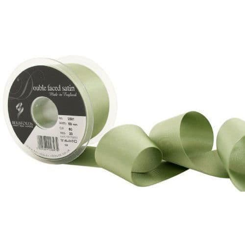 Berisfords 3501 Satängband dubbel-sidig 20 m x 50 mm, Kaki - 3501-KH-50