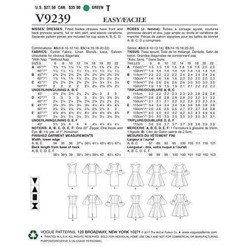 Vogue Patterns Eyelet Tyg Klänningar, flerfärgade, storlekar 614 - 9239A5