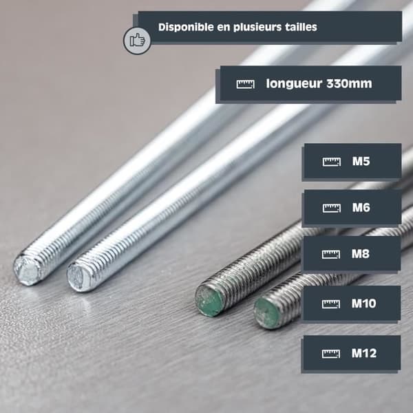 HELPMATE - M8 x 330 mm gängad stav - Förzinkad stål - 10 stycken
