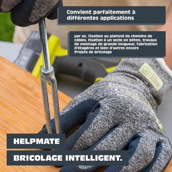 HELPMATE - M8 x 330 mm gängad stav - Förzinkad stål - 10 stycken