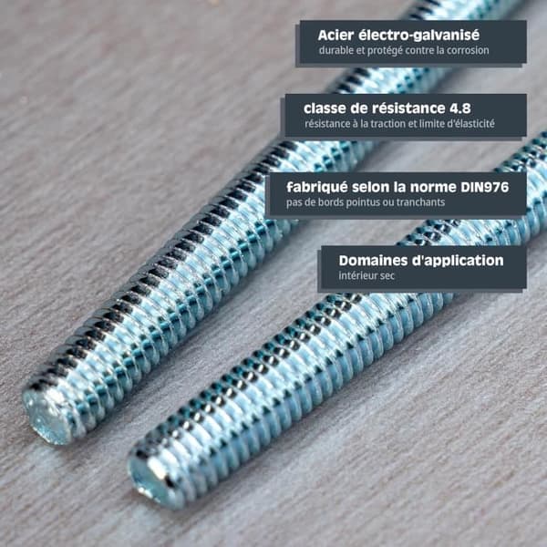 HELPMATE - M8 x 330 mm gängad stav - Förzinkad stål - 10 stycken
