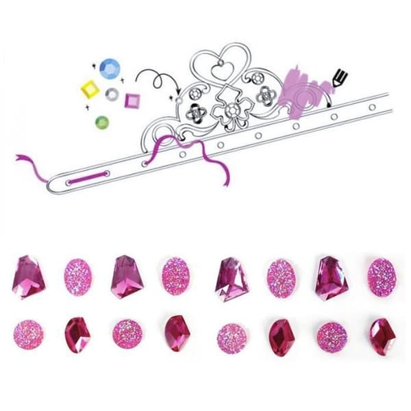 Princess tiaras box att anpassa - RAYHER - 6 tiaror - Rosa ädelstenar