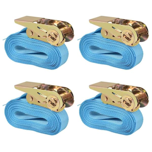 vidaXL Jekkestropper med skralle 4 stk 0,8 tonn 6mx25mm blå