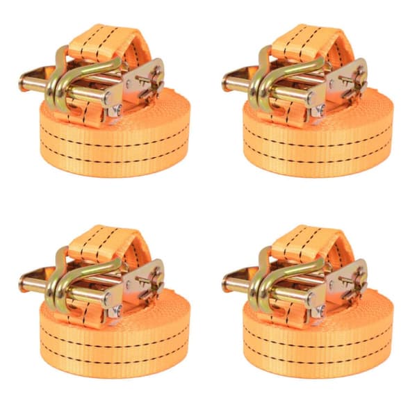 vidaXL Jekkestropper med skralle 4 stk 1 tonn 6mx38mm oransje