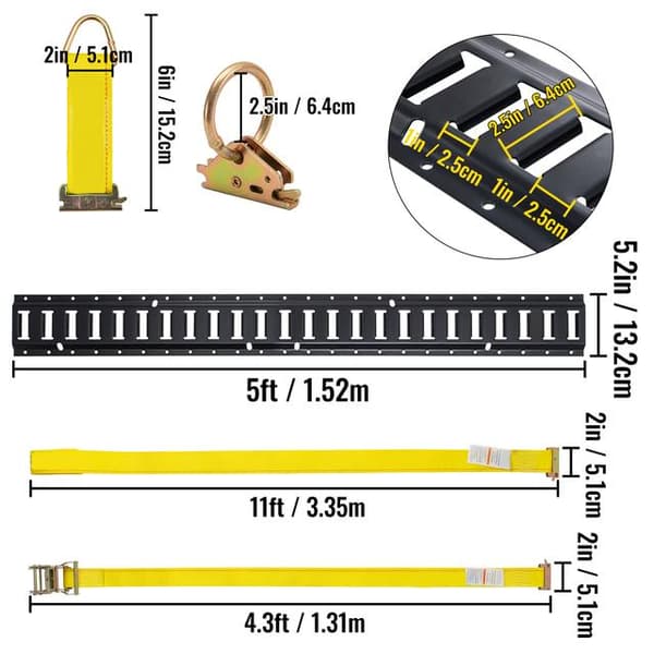 18st 5ft universell E-Track fästskena kit, med standard 1"x2.5" spår, hållbar, hög kompatibilitet, lätt att installera och använda