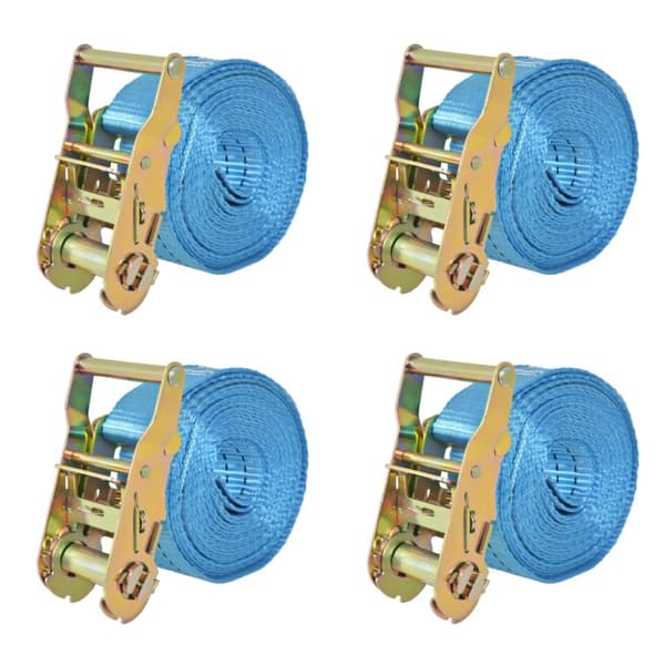 Lastspännare med spärr 4 st 2 ton 6mx38mm blå