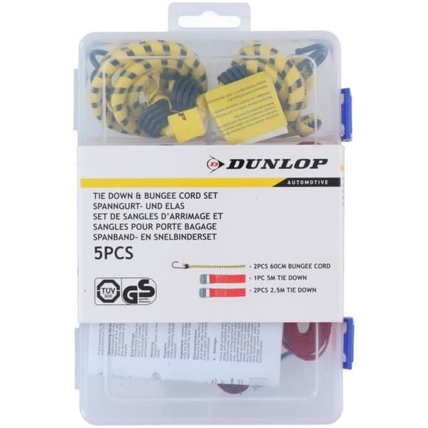 Slingor och dragremmar - DUNLOP - Set med 5 delar - Elastiska - Krok - Vit