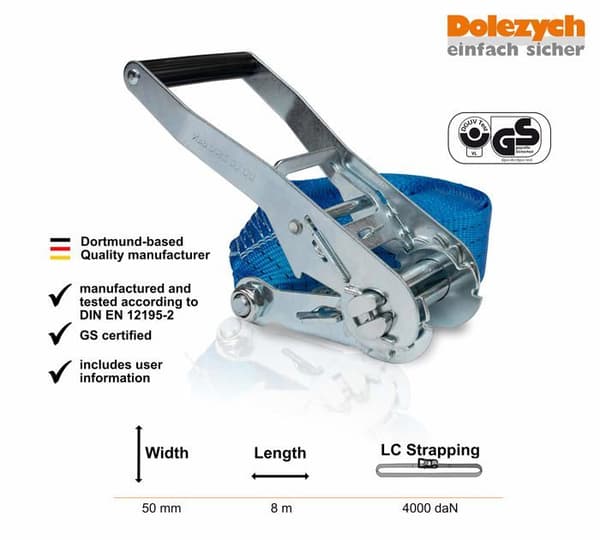 Dolezych - 46504002 - Spärrband i 1 stycke 4000 daN, Längd 8 m - Blå