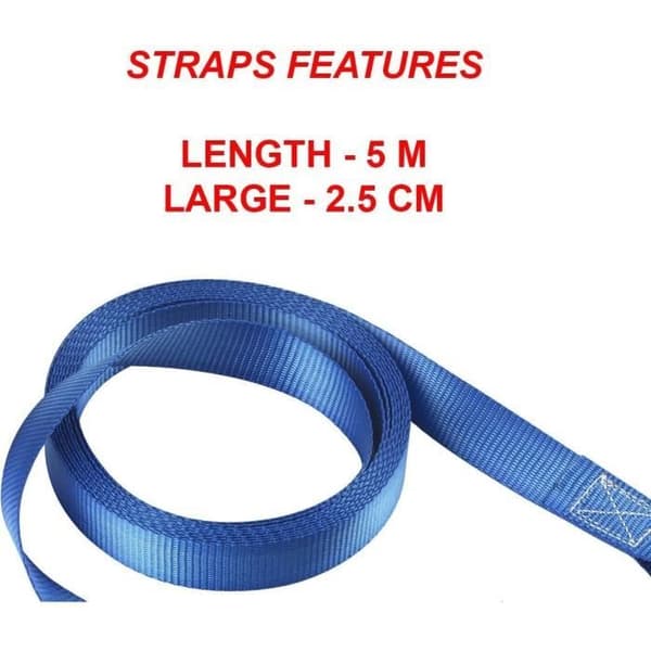 Sæt med 4 spændestropper - MASTER LOCK - 4367EURDAT - Med kroge og skralde - 5m x 25mm - Blå