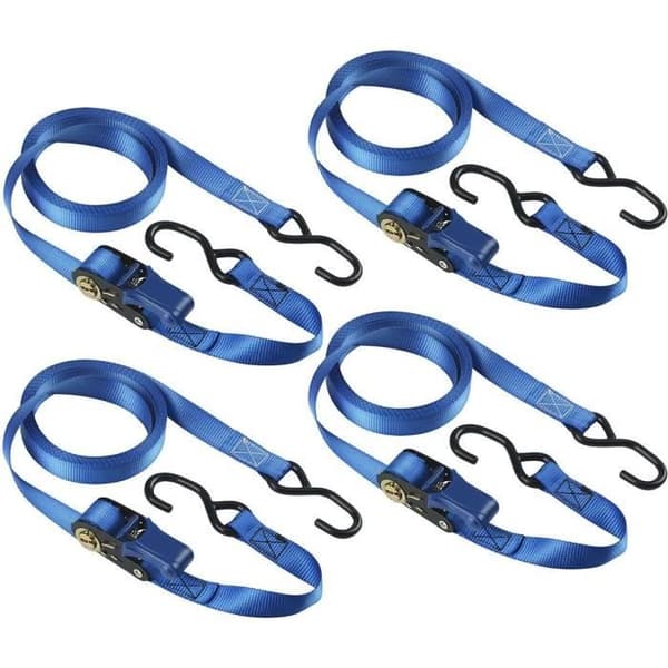 Sæt med 4 spændestropper - MASTER LOCK - 4367EURDAT - Med kroge og skralde - 5m x 25mm - Blå