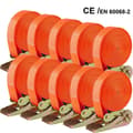 Miniatyrbillede 2 af 2: Ratchet Stropper 800 kg Kapacitet, 6m Lang, 25mm Bred til Lastsikring,Orange