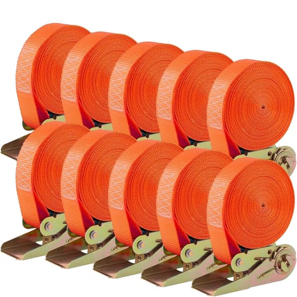 Ratchet Spännband, 6m Längd, 800kg Dragstyrka, Förpackning med 10 stycken,Orange