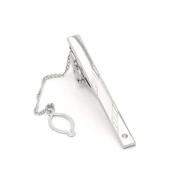 Slipsnål / Slipsklämma i silver med "diamant"