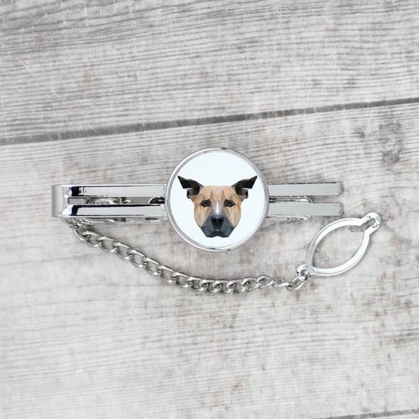 Staffordshire Bull Terrier, Staffik, Staffi - geometrisk slips med foto og inskription til Art-Dog slipset
