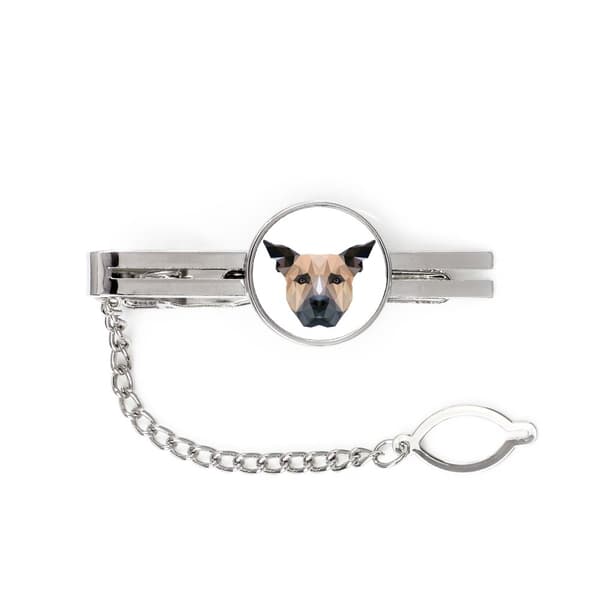Staffordshire Bull Terrier, Staffik, Staffi - geometrisk slips med foto og inskription til Art-Dog slipset